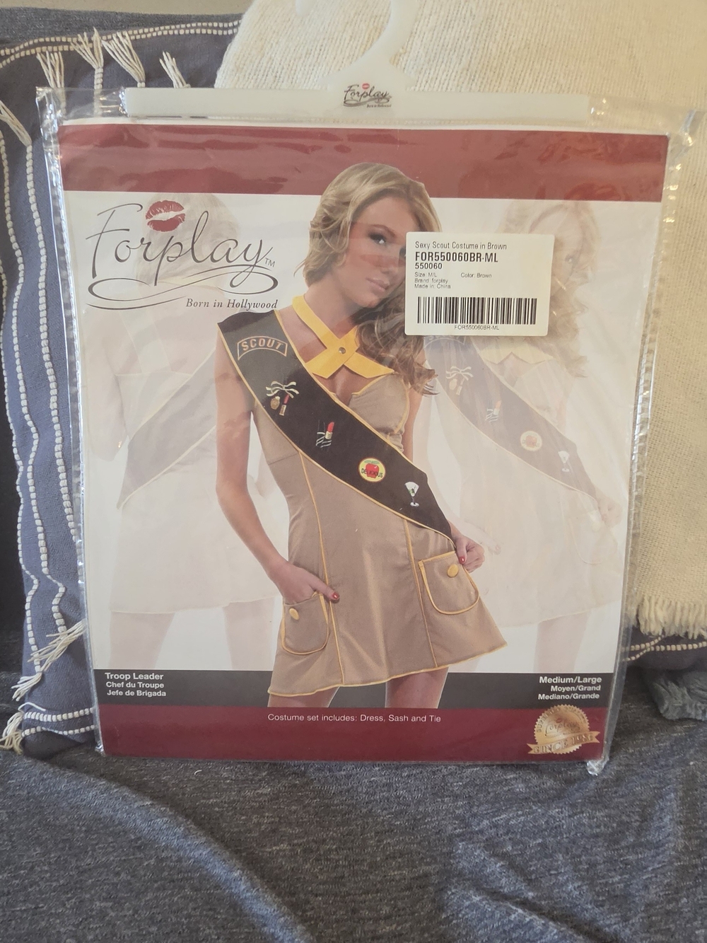 Forplay Troop Leader Halloween Mini Dress in Brown with Yellow Trim